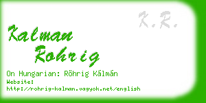 kalman rohrig business card